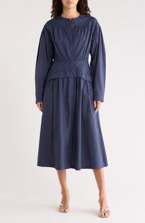 Area Stars Long Sleeve Button Front Cotton Dress in Navy at Nordstrom Rack, Size X-Small