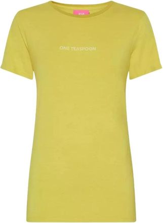 One Teaspoon Geel Logo T-shirt Ronde Hals - Dames - T-shirts - Geel - S - Tops