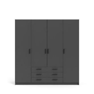 ebuy24 Armario de 4 puertas y 3 cajones L195,5 cm - Gris marengo