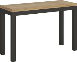 Itamoby Mesa tipo libro 120/200x45/90 cm efecto madera roble natural, hierro