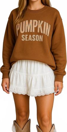 Sweet Claire Pumpkin Season Oversized Sweatshirt In Brown