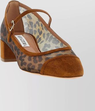 Aquazzura animal print block heel square toe pumps