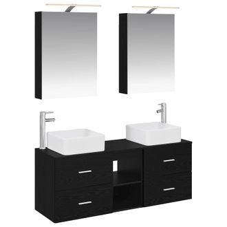 vidaXL Juego De Muebles De Ba&ntilde;o 5 Uds. Roble Negro Vidaxl