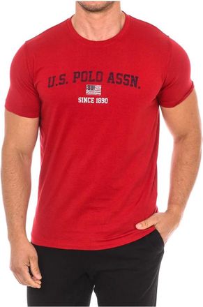 U.S.Polo Association T-shirt met korte mouwen en geribbelde halslijn - Heren - T-shirts - Rood - L - Katoen - Tops