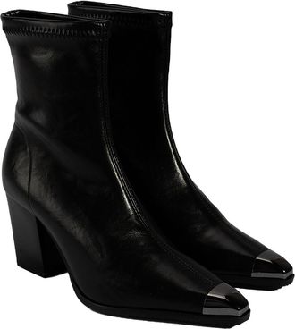 Desa Woman Over-the-Knee Boots - Faux Leather Upper, Block Heels, Pointed Toe, Slip-On | Black - 39