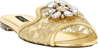 Dolce & Gabbana Womens Gold Polyamide Slides Shoe