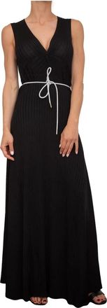 Blugirl Zwarte V-hals Viscose Jurk - Dames - Avondkleed - Zwart - XS - Kleedjes
