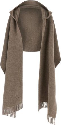 Brunello Cucinelli Jassen, Dames, Bruin, ONE Size, Wol, Hooded Scarf
