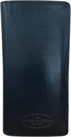 Louis Vuitton Taiga Black Taiga Leather Long Wallet (Bi-Fold) (Pre-Owned)