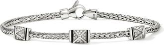 John Hardy Icon Stud Pav&eacute; Diamond Bracelet in Silver at Nordstrom, Size Medium