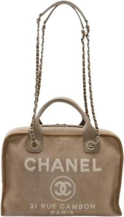 Chanel Pre-owned Deauville Bowling Bag Canvas Beige - - Pre-owned - Donna - Beige - ONE SIZE