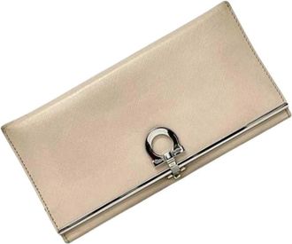 Ferragamo Pre-owned Lange portemonnee (bi-fold) - Dames - Vintage Accessoires - Beige - ONE Size - Leer - Vintage