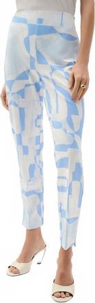Joseph Ribkoff Geometric Straight Pull-On Pants In Blue/beige