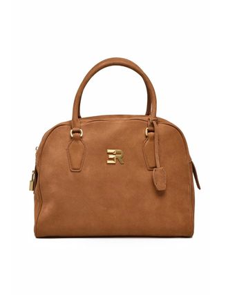 Ermanno Scervino Anita Suede Handbag With Structured Design And Gold Accents