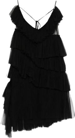 Rhizome Martha ruffled-details midi dress - women - Polyamide - M - Black