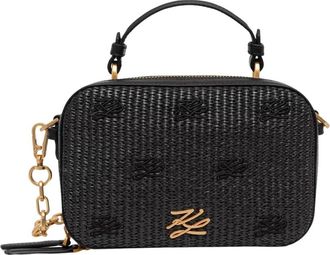 Karl Lagerfeld Leren Crossbody Tas - Dames - Handtassen - Zwart - ONE Size - Leer - Tassen