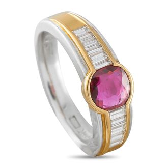 Luxury Bazaar Platinum and 18K Yellow Gold 0.37ct Diamond and Ruby Ring MF30-051526