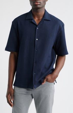 BOSS Lars Relaxed Fit Camp Shirt in Dark Blue at Nordstrom Rack, Size Medium