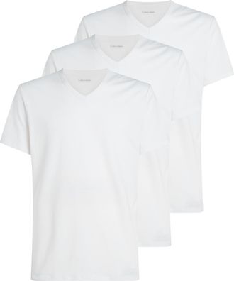 Calvin Klein Mens 3 Pack Short Sleeve V-Neck T-Shirts, White (White, White, White), 4XL