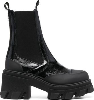 Ganni chunky-sole ankle boots - women - Calf Leather/Calf Leather/Rubber - 38 - Black