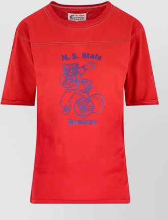 Maison Margiela crew neck top short sleeves graphic stitching