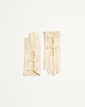 Valentino Garavani Guanti VLogo Signature In Nappa Con Fiocchi Donna BURRO 6.5