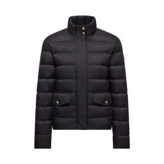 Moncler Winter Jackets, female, Black, L, Short Down Jacket with Zipper Closure