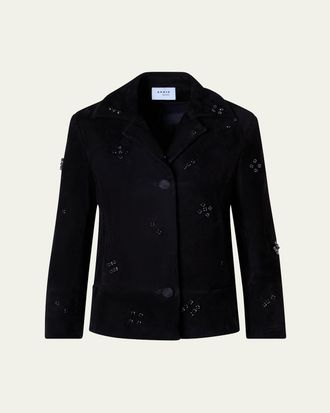 Akris Crystal Goat Suede Single-Breasted Jacket