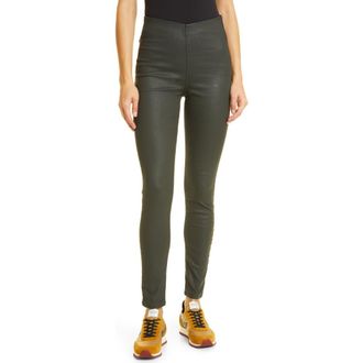 Rag & Bone Nina High Waist Pull On Faux Leather Skinny Pants in Army Green at Nordstrom Rack, Size Small