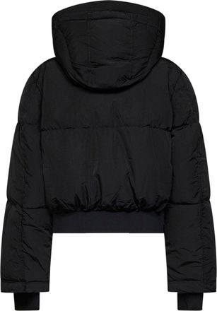 Diesel Womens Down Jacket Hooded Black Polyamide Puffer