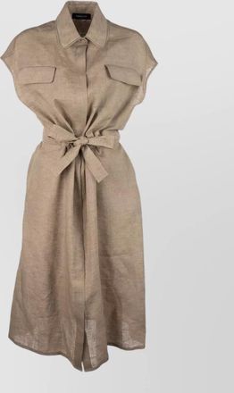 Fabiana Filippi short sleeve dress waist tie chest pockets