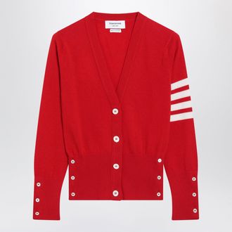 Thom Browne Cardigan classico rosso in cashmere