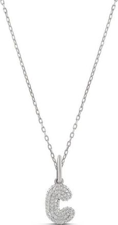 SHYMI Mini Pav&eacute; Bubble Initial Pendant Necklace in Silver at Nordstrom