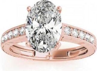 Allurez Diamond Accented Oval Engagement Ring Setting 14k Rose Gold 0.10ct