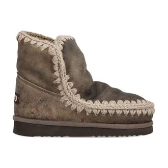 Mou Winter Boots, female, Gray, Size: 6 US Leather & Wool Ankle Boots