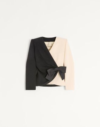 Valentino Wool Crepe Jacket With Contrasting Bow Wo
