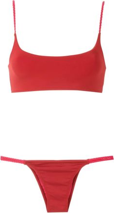 Amir Slama Bikini con orli intrecciati - Rosso