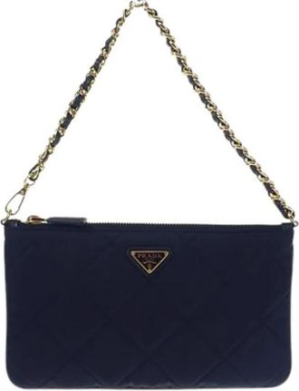 Prada Pre-owned Vintage Quilted Nylon Clutch - Dames - Vintage Clutch - Blauw - ONE Size - Nylon - Vintage