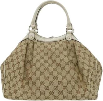 Gucci Pre-owned Sukey GG Canvas Tote Bag - Dames - Vintage Handtas - Beige - ONE Size - Vintage