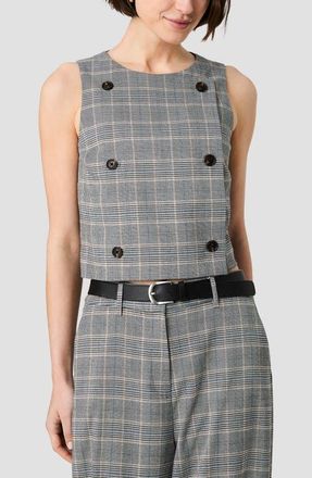 French Connection Matteo Plaid Double Breasted Sleeveless Top in Matteo Plaid Suiting at Nordstrom, Size 12
