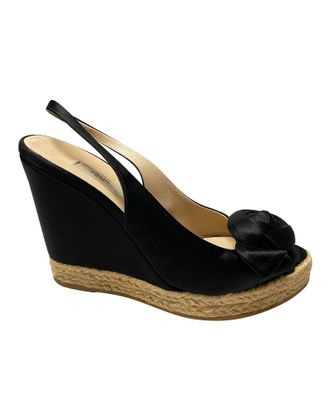 Prada Espadrille Sandals in Black Silk