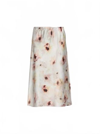 Vince Womens Watercolor Floral Slip Midi Skirt In Soft Peony