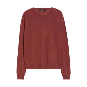 Max Mara Rondgebreide trui - Dames - Ronde hals truien - Rood - 2XL - Wol - Truien & Vesten