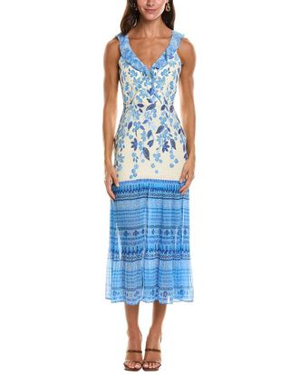 Saloni Saloni Amy Crepe De Chine Silk-Blend Georgette Dress