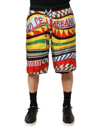 Dolce & Gabbana Mens Multicolor Sicilian Carretto Shorts Swimwear Silk