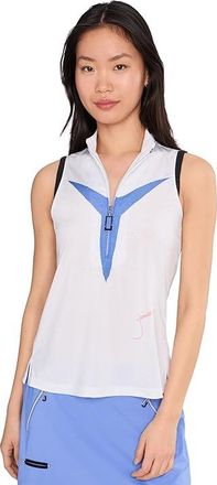 Jamie Sadock Sleeveless Mock Neck Half Zip Front Womens Clothing Purple : MD, Polyester/Spandex