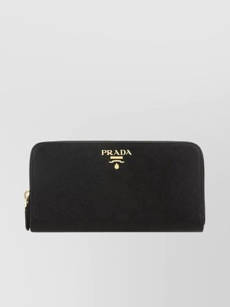 Prada leather wallet gold-tone hardware