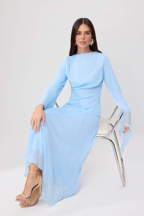 Trendyol Modest Dames Blauw Effen Maxi Lang Stijlvol/Avond Recht Modest Jurken
