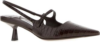 Jimmy Choo London Womens Crocodile-Embossed Leather Slingback Heel Brown
