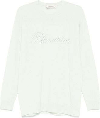 Blumarine rhinestone-logo sweater - Green